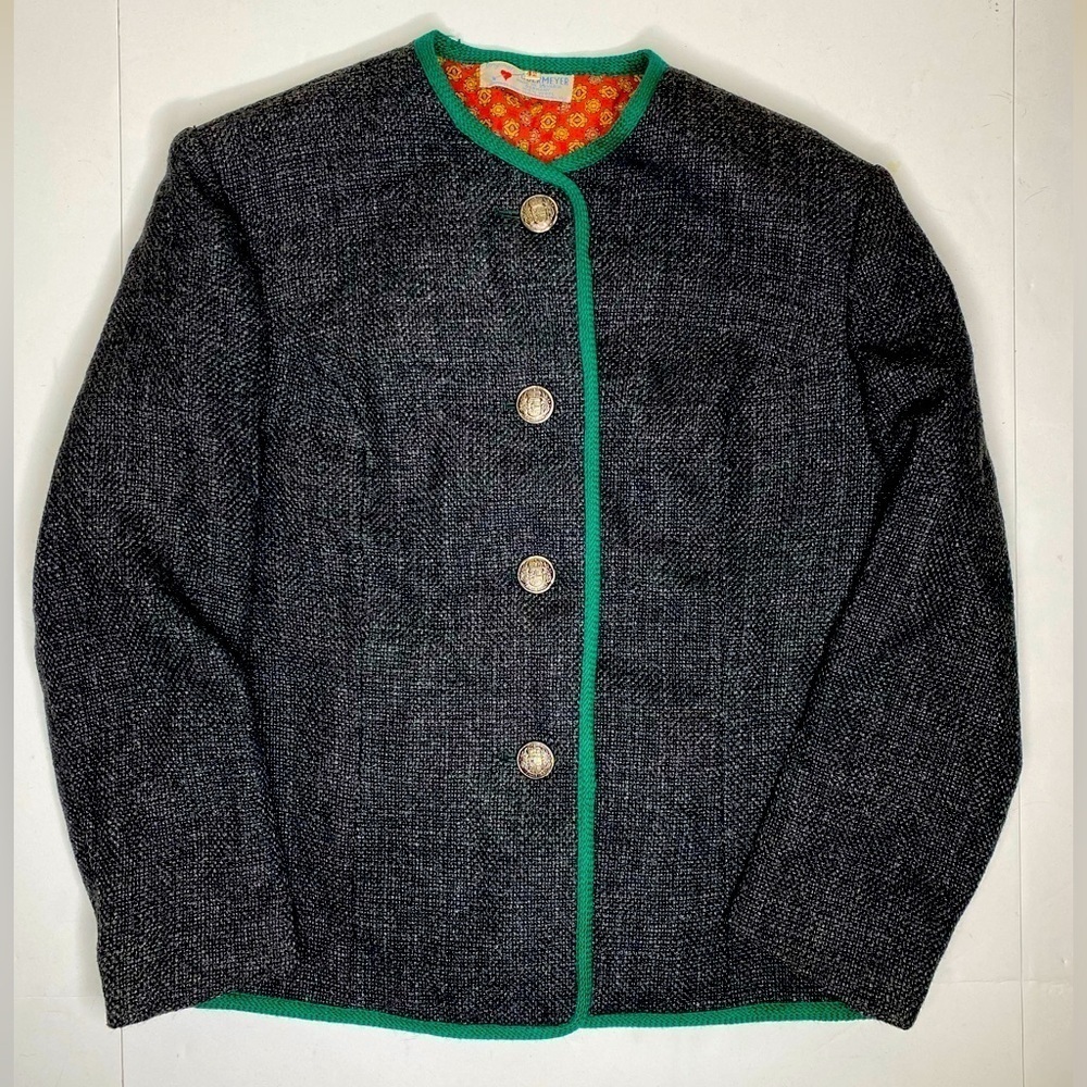 Vintage Obermeyer Grey Wool Jacket Made in Bavaria Sz 42